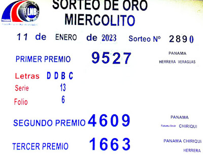 Sorteo Miércoles 11 de enero de 2023