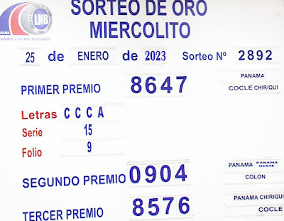 Sorteo Miércoles 25 de enero de 2023