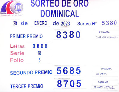 Sorteo Domingo 29 de enero de 2023