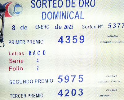 Sorteo Domingo 8 de enero de 2023