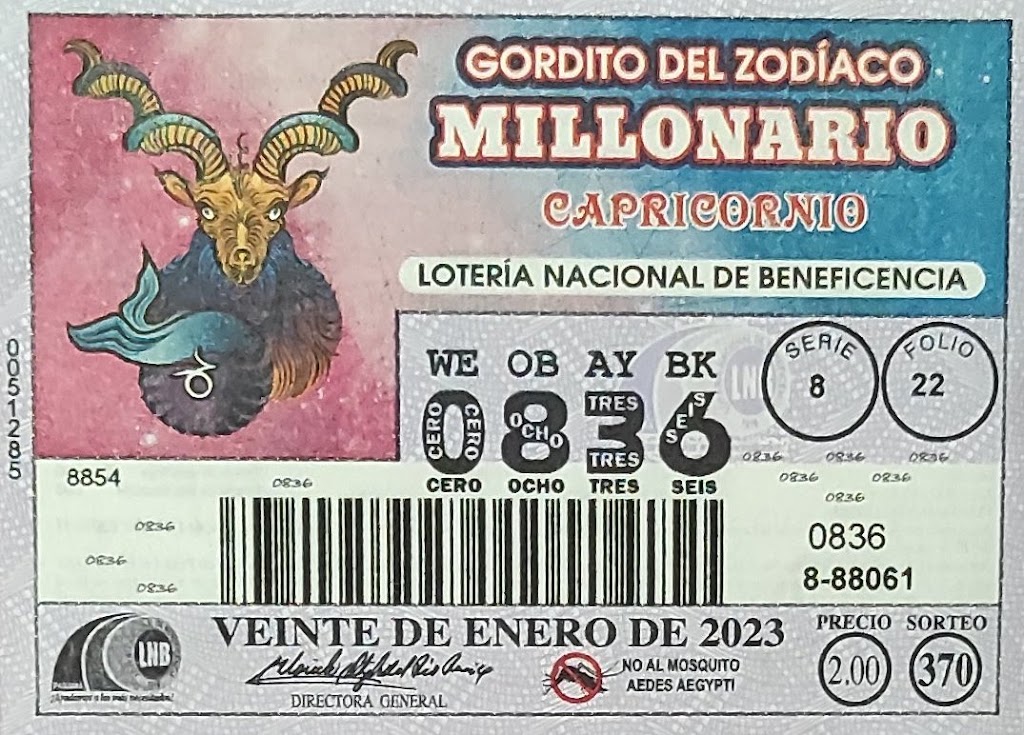 Billetes disponibles para el Gordito del Zodíaco del Viernes 27 de enero de 2023