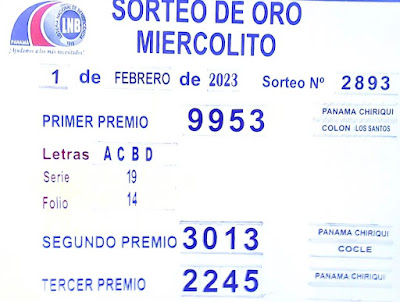 Sorteo Miércoles 1 de febrero de 2023